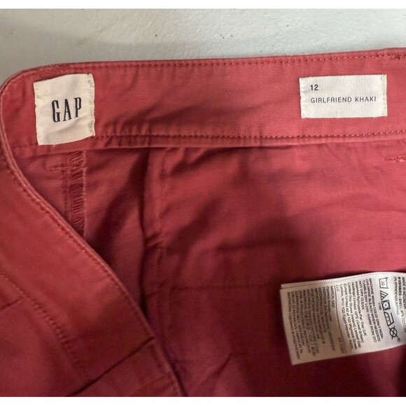 Gap Girlfriend Khaki 12 Pink Red Women's Straight Leg Cotton Stretch Mid-Rise - Picture 6 of 8